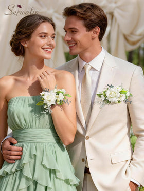 Serwalin silk rose pocket boutonniere highlights a pristine, fade-resistant accessory for formalwear.