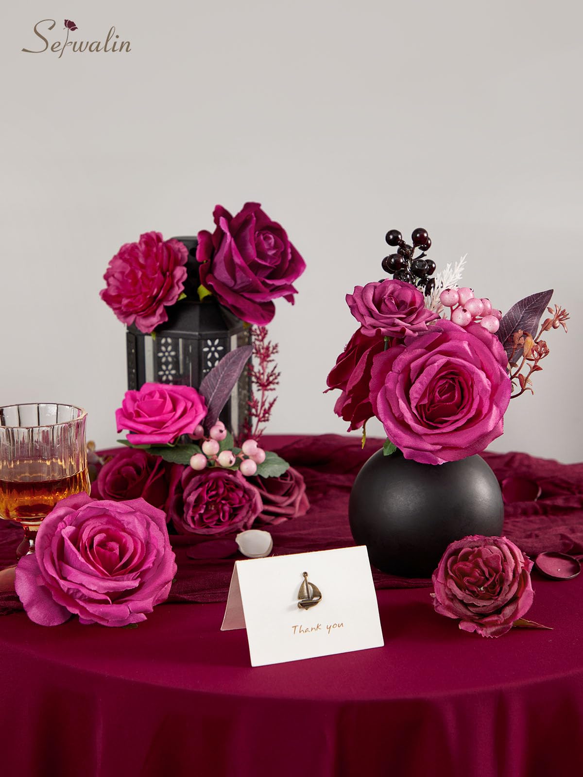 Serwalin small dark magenta flowers with bendable stems for versatile crafts
