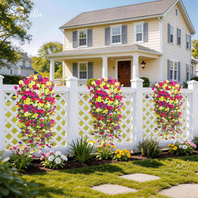 Serwalin UV-resistant artificial morning glory flowers perfect for front door styling.