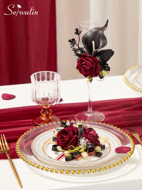 Serwalin wrist corsage adjustable ribbon for a secure, comfortable fit.