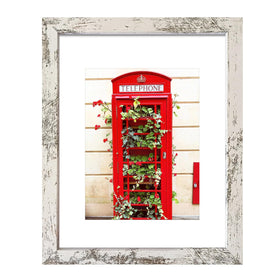 SESEAT 16x20 distressed white frame front view for an elegant wall gallery.