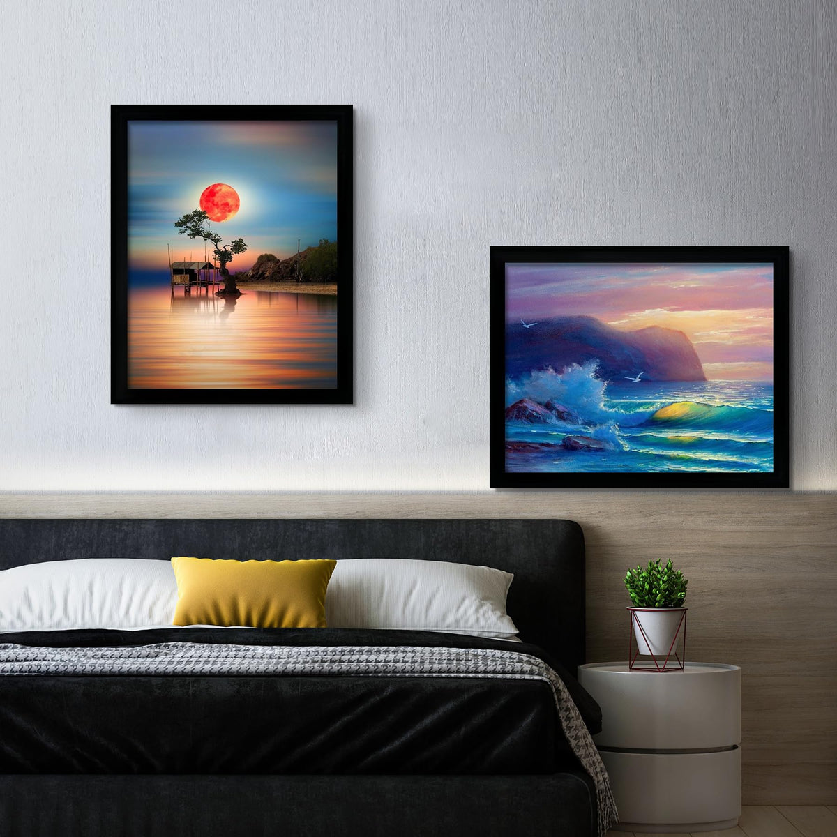 SESEAT 18x24 black frame wall-mount horizontal display in living room