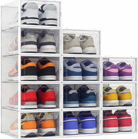 Seseno 12-pack shoe organizer stacks neatly for a clutter-free closet.