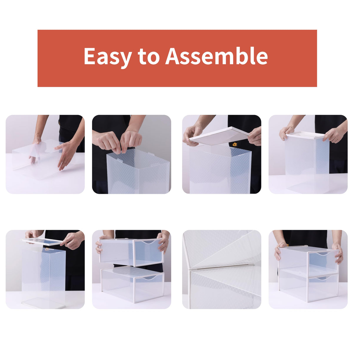 Seseno clear plastic shoe bin with a sturdy door frame keeps shoes accessible.