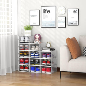Seseno clear plastic shoe boxes show contents at a glance.