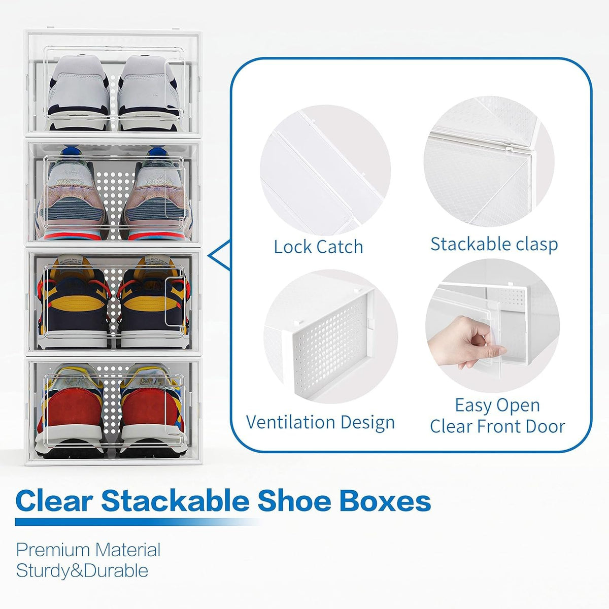 Seseno durable plastic bins protect footwear from dust.
