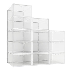 Seseno stackable shoe bin saves space in your closet for organized pairs.