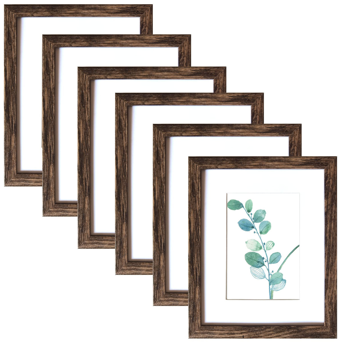 SESEAT 8x10 rustic brown MDF frame pack of six for wall or tabletop display.