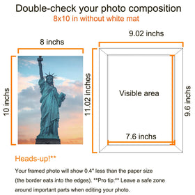 SESEAT frame with mat showcases 5x7 photo inside 8x10 exterior.