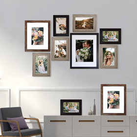 SESEAT wood grain brown 8x10 frame with mat ideal for cherished memories.