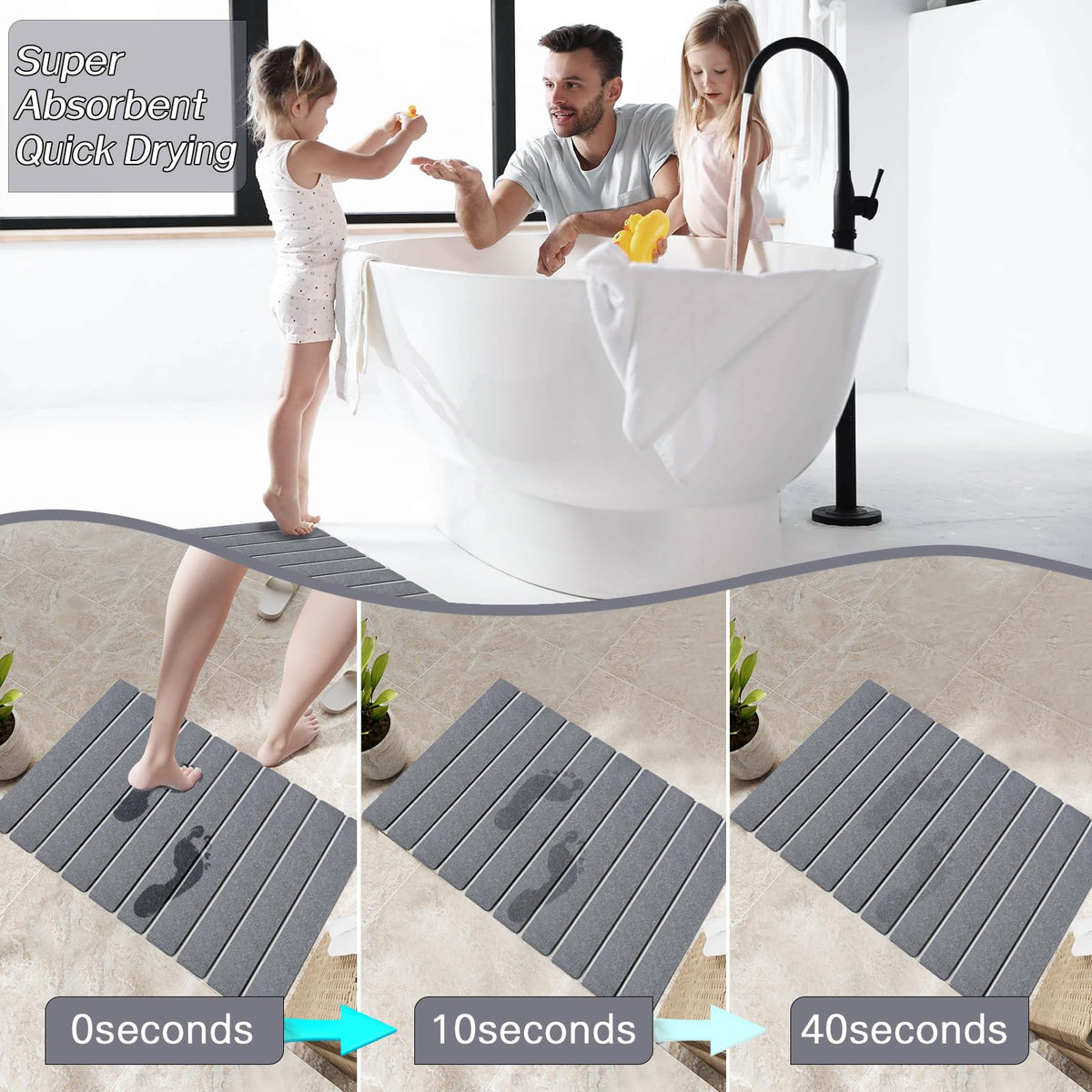 Setguopal bath mats protect bathroom floors and entryways from moisture.