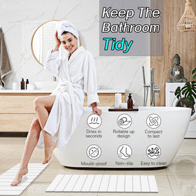 Setguopal diatomite absorbent bath mat white demonstrating moisture pull