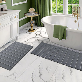 Setguopal foldable stone bath mat gray dries floors quickly and helps keep bathrooms clean.