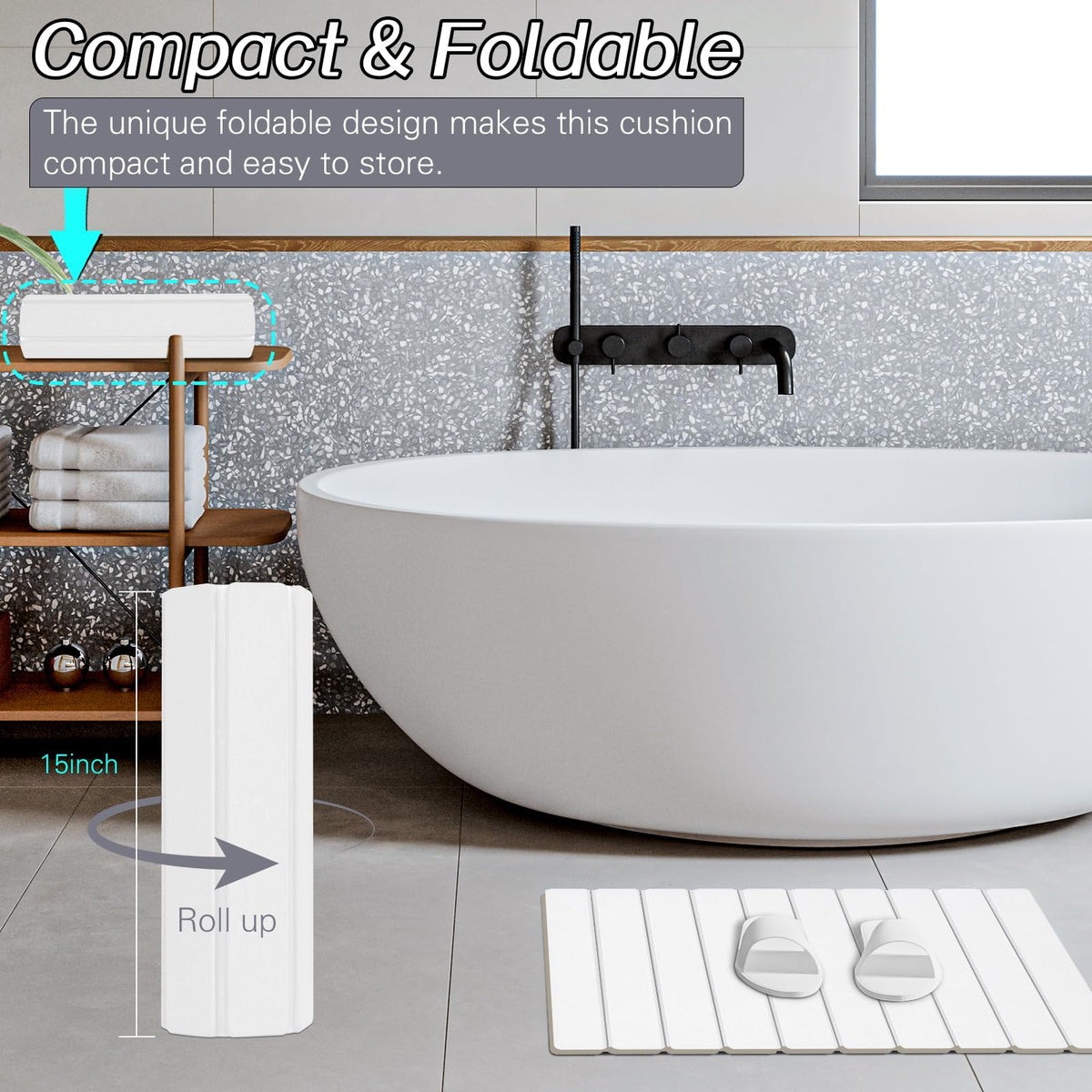 Setguopal folded mats stored neatly under sink or cabinet