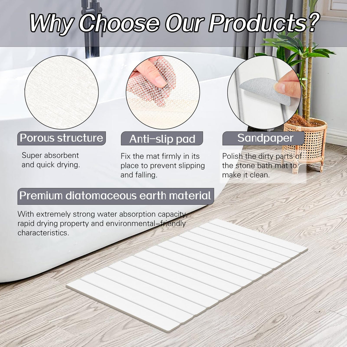 Setguopal included sandpaper helps refresh diatomite mat texture