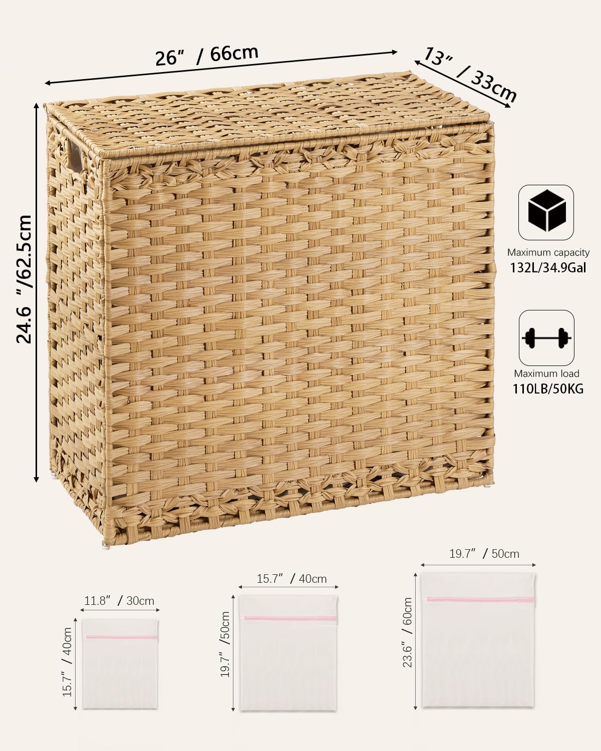 SETVSON four removable liners simplify sorting colors and fabrics.