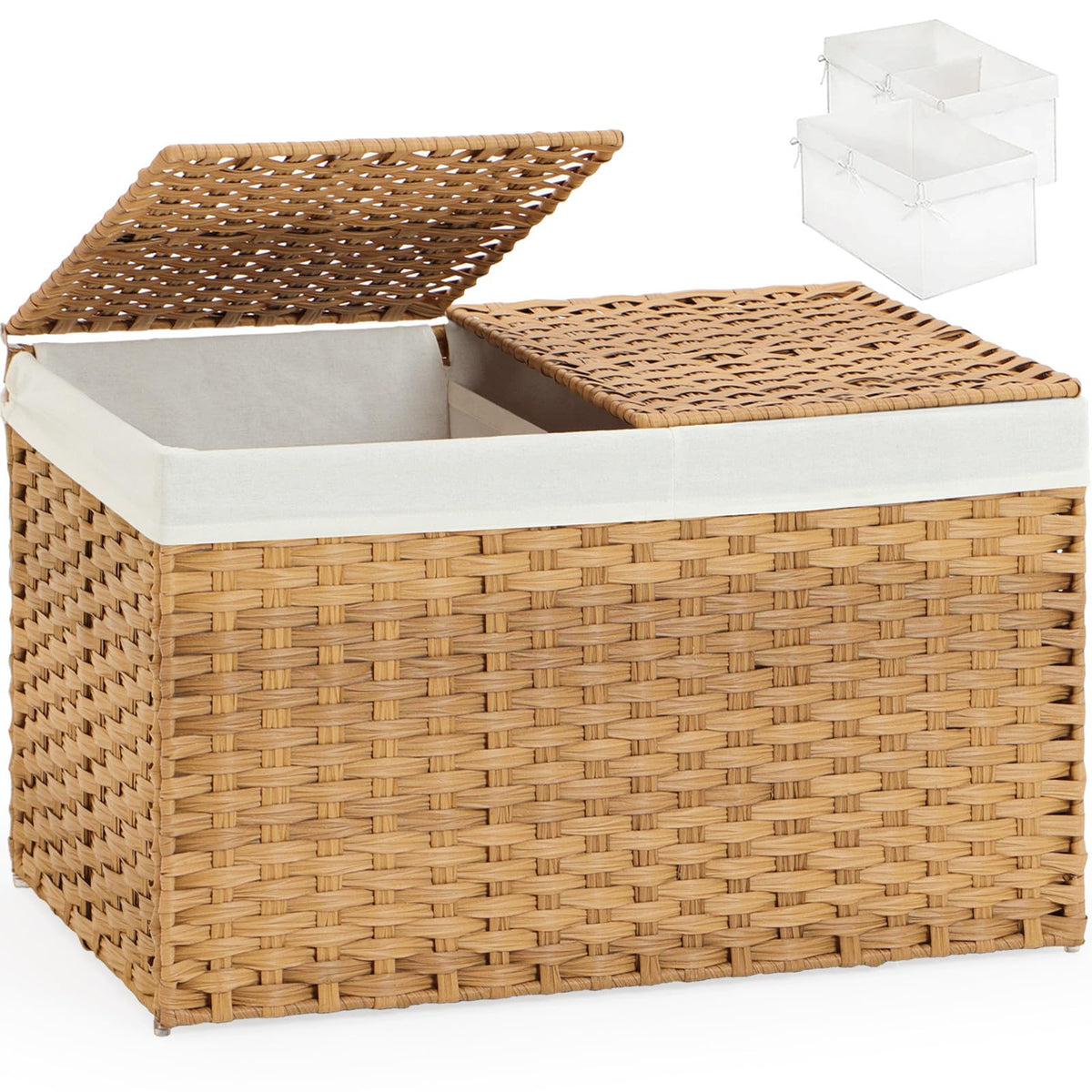 SETVSON storage basket with lid open view showing organized partitions.