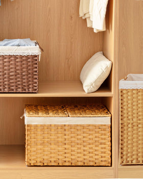 SETVSON storage basket with two lids helps separate items.
