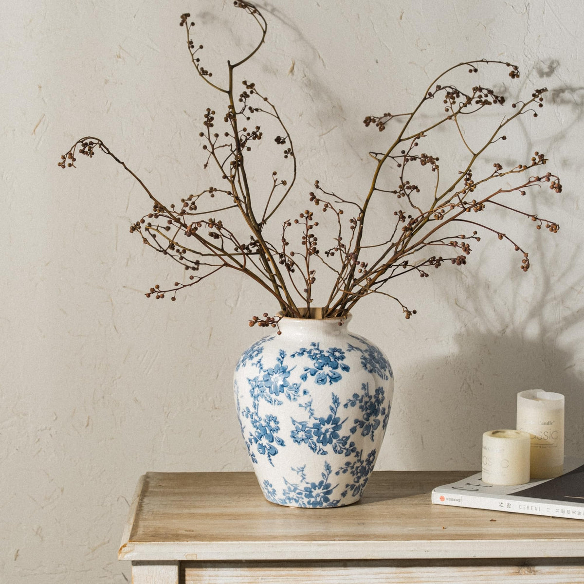 Close-up of crackle glaze detail on SEUYUCL ceramic vase.