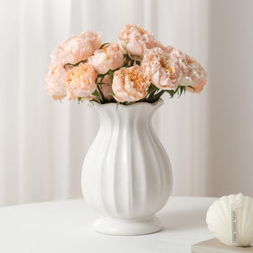 SEUYUCL white ceramic vase with 7.8-inch height for elegant bouquet accents