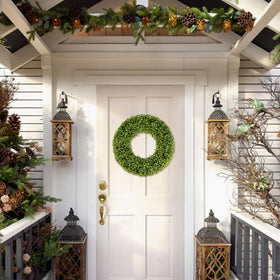 SEVENLOVE Boxwood Wreath with a back hanging hole for quick installation.