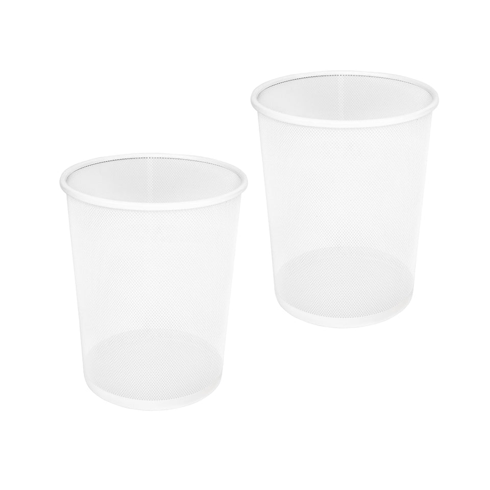 Seville Classics round mesh wastebasket, 12-inch opening, ideal for desk trash.