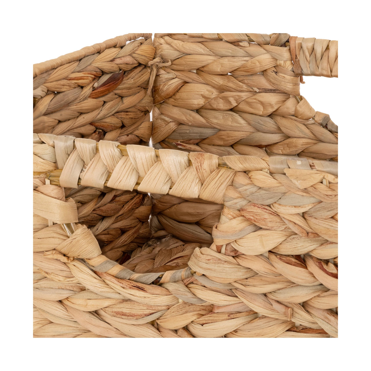 Seville Classics handwoven laundry basket showing built-in carrying handles for easy transport.