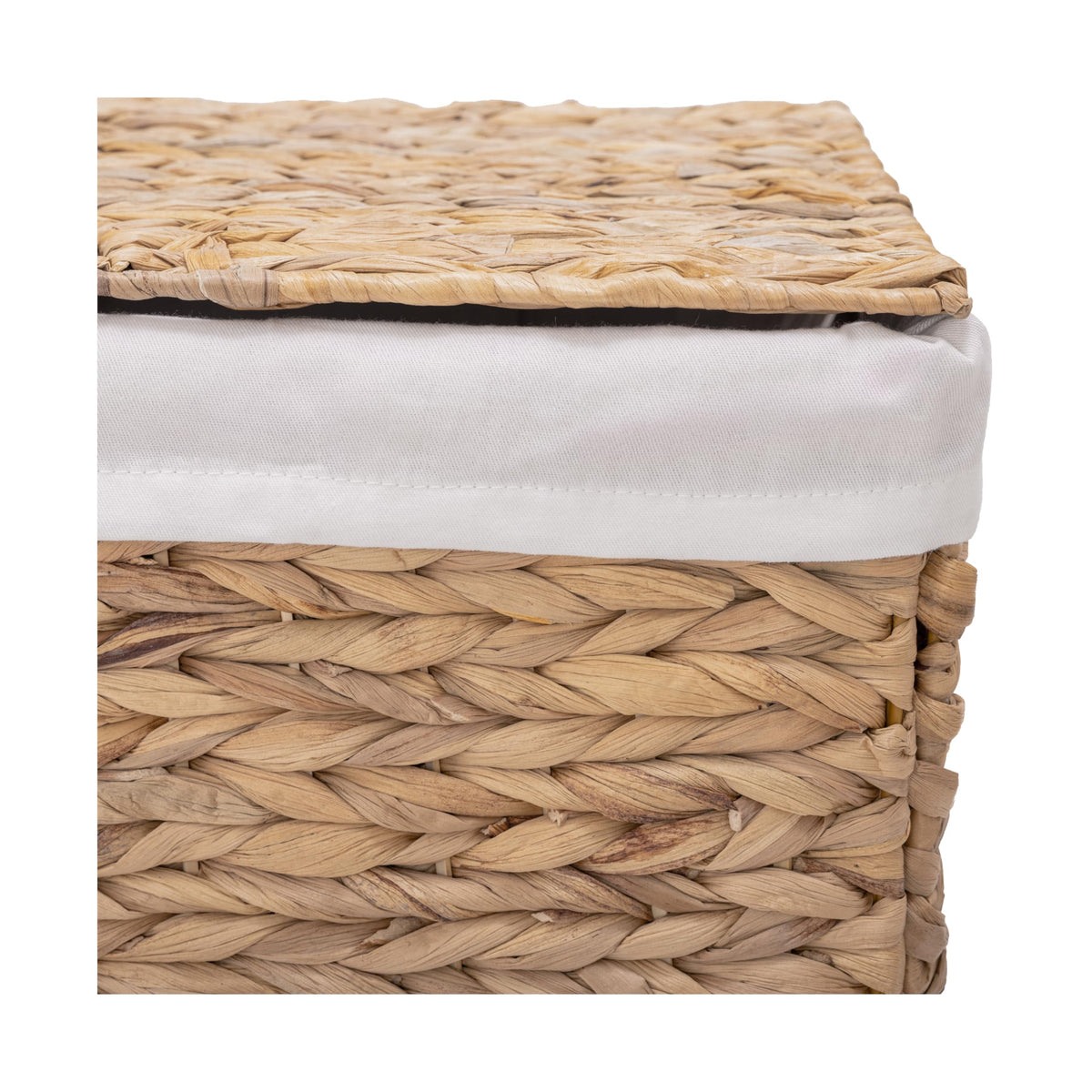 Close-up of hyacinth weave on Seville Classics hamper.