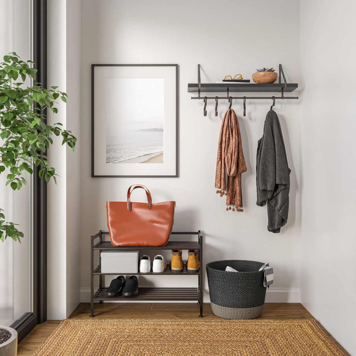 Interlock system enables expandable storage for Seville Classics shoe rack.