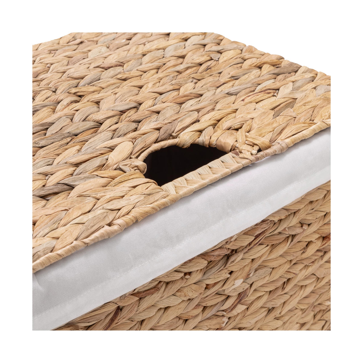 Interior view of hamper showing height and spacious interior.