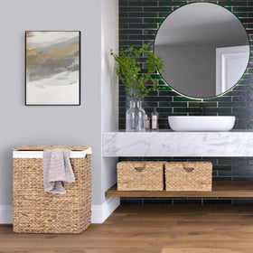 Seville Classics handwoven laundry hamper, durable weave for clutter-free closets.