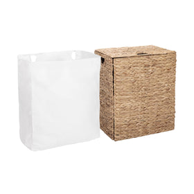 Sturdy steel frame and renewable hyacinth materials in Seville Classics hamper.