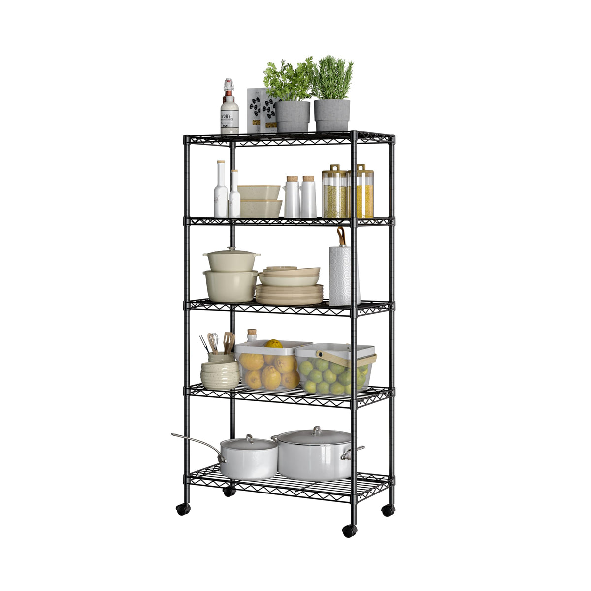 Seville Classics solid steel wire shelving shelf detail highlighting sturdy mesh for heavy-duty storage.