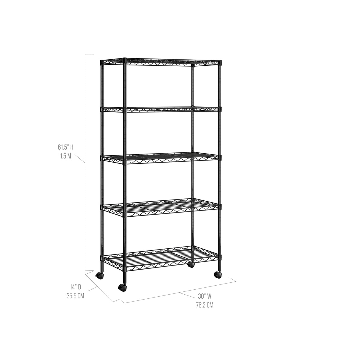 Seville Classics 300 lb per shelf capacity supports heavy-duty organization.