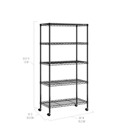 Seville Classics 300 lb per shelf capacity supports heavy-duty organization.