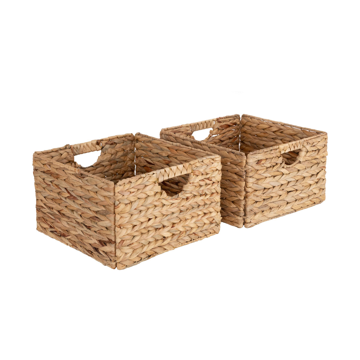 Seville Classics water-hyacinth laundry bin 2-pack with handwoven weave for stylish storage.