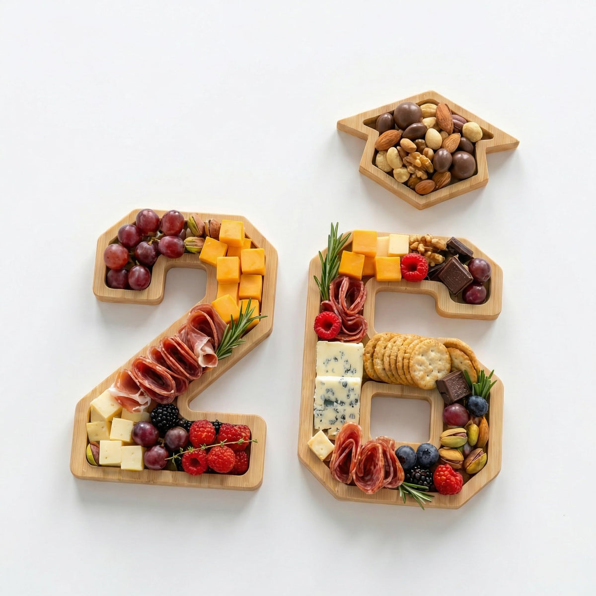 sewrung 2026 graduation two-number bamboo decor doubles as fillable snack trays