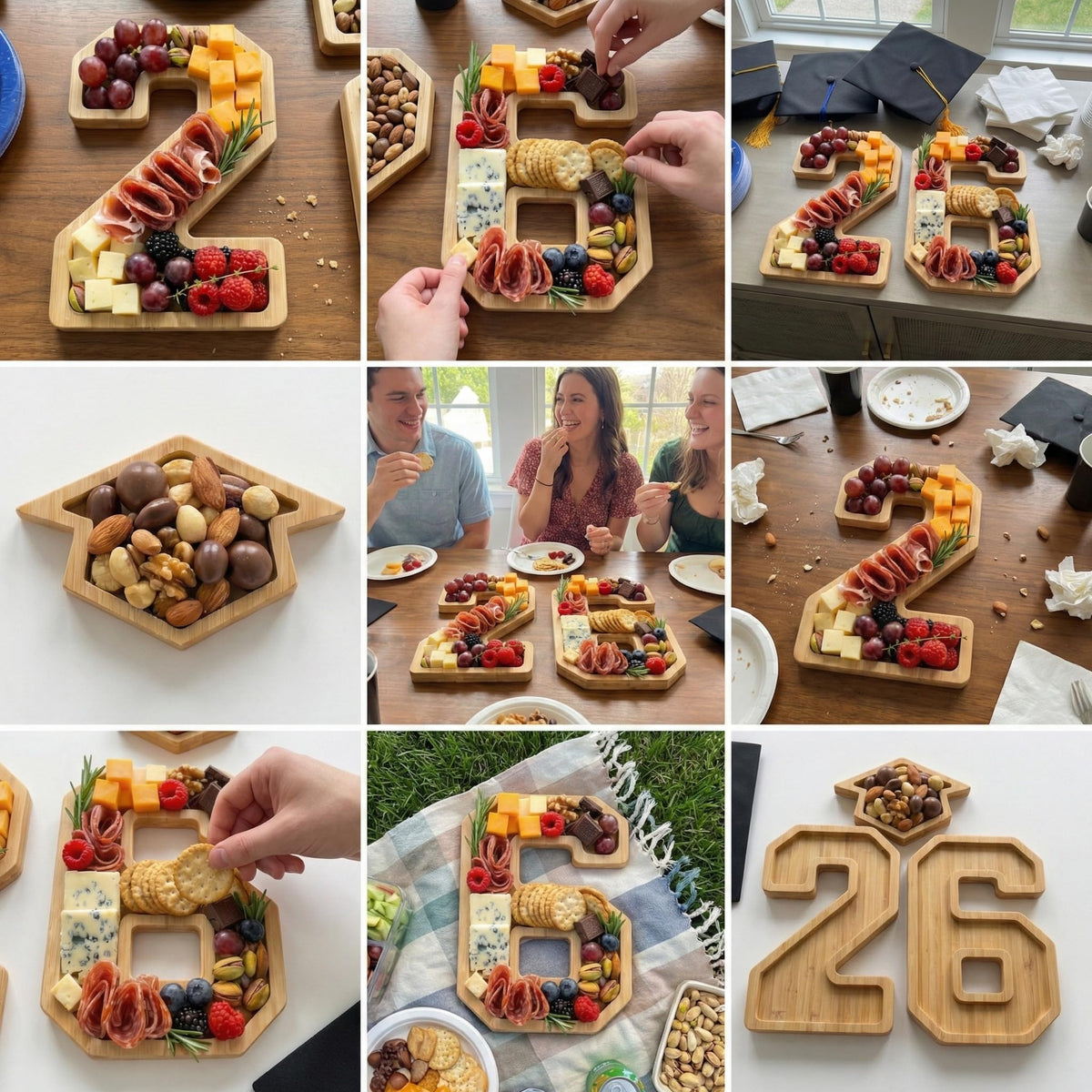 sewrung bamboo food tray is easy to wipe clean and reusable for future celebrations