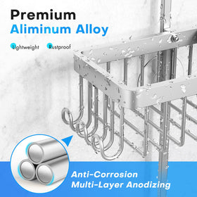 Sewulidon adjustable-height organizer fits varied shower bottle sizes.