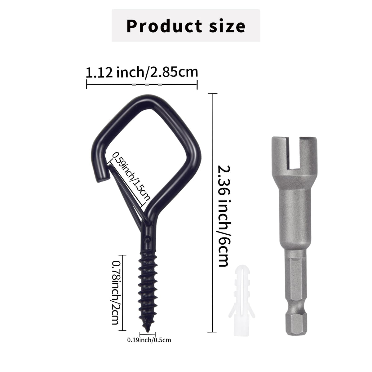 Sexoeie eye screw hooks showing safety buckle locked for secure hanging.