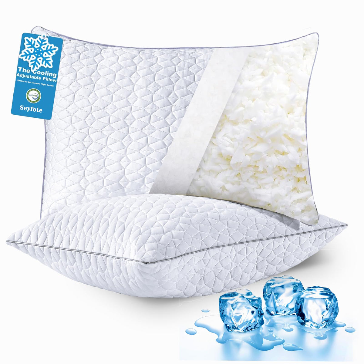 Seyfote cooling pillow cover cool side close-up, delivering refreshing sleep.