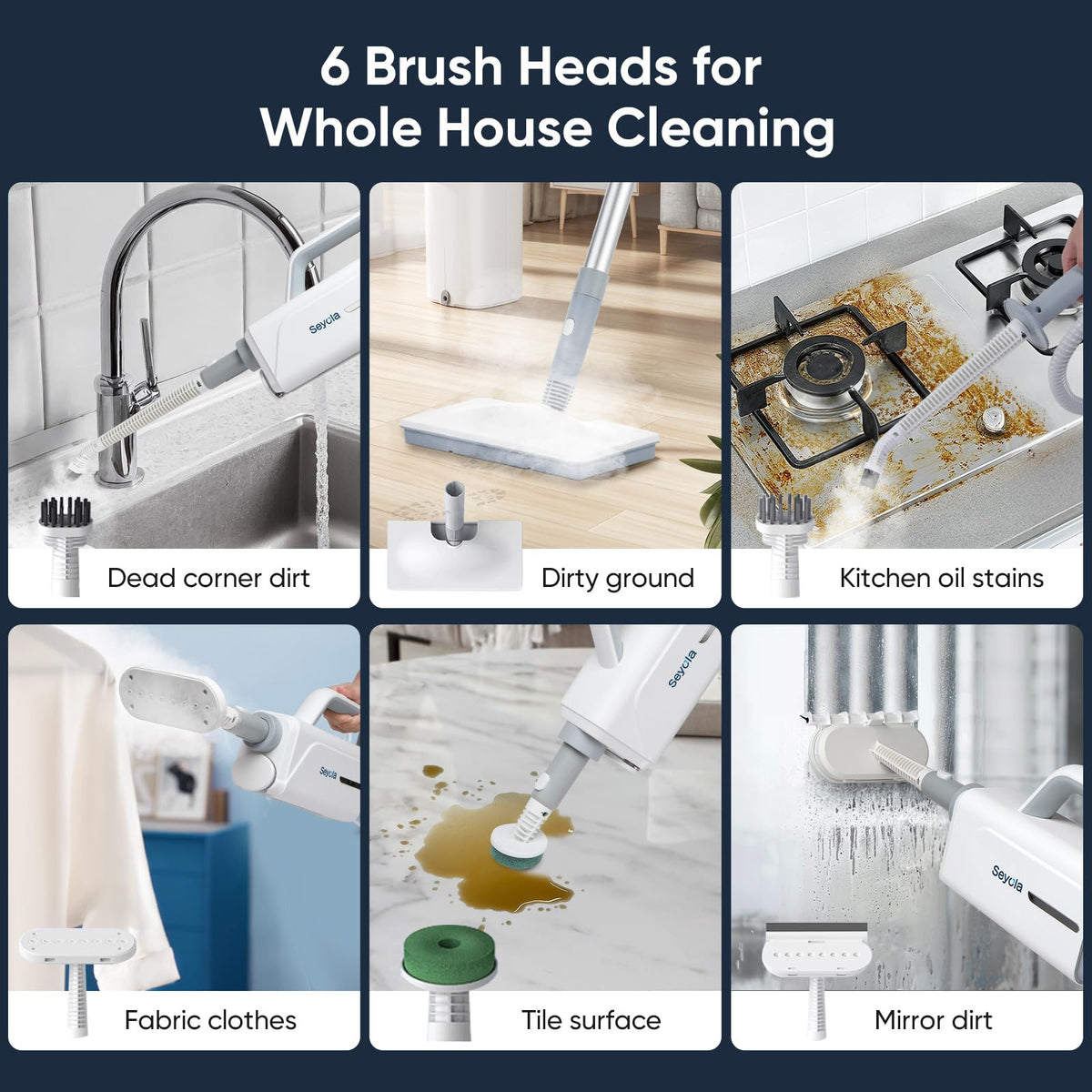 Seyola steam mop with a long 16ft cord for large cleaning areas
