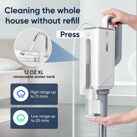Seyola handheld steam mop being used for tight spots and edges