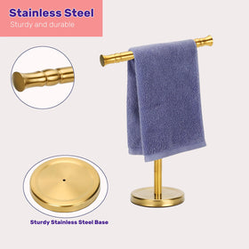 Free-standing Sfemn towel stand fits beside sink without wall mounting