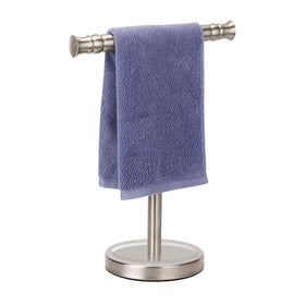 Sfemn hand towel stand on countertop with brushed nickel base for stable, accessible towels.