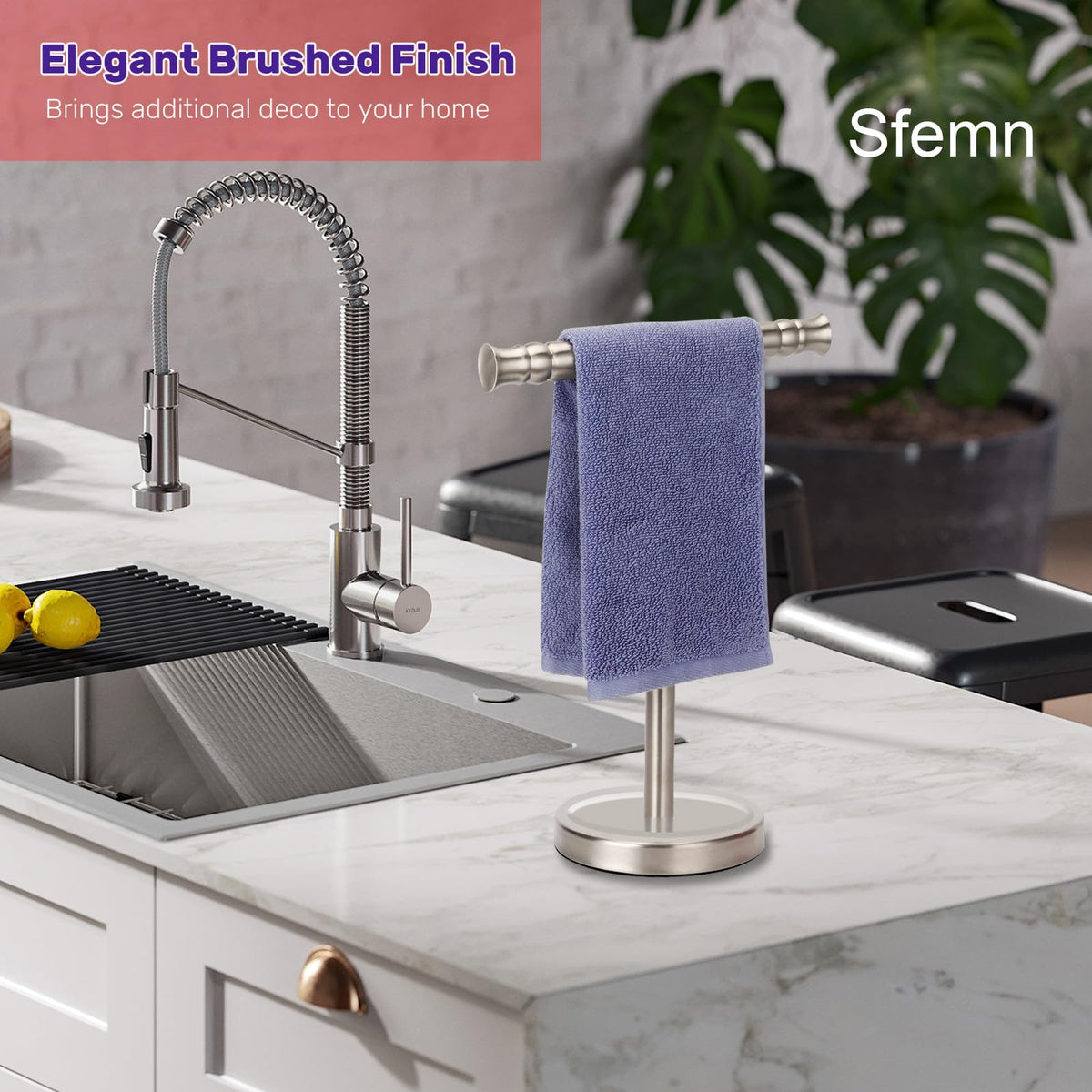 Sfemn free-standing towel stand showcasing a sleek, adaptable design for any space.
