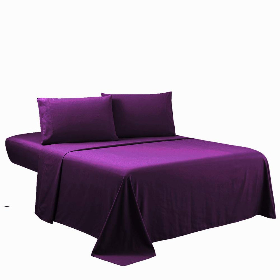 Sfoothome Purple Queen flat sheet showing silky microfiber finish for cozy night