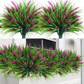 Sggvecsy 24-pack artificial lavender and monkey grass for durable outdoor décor.