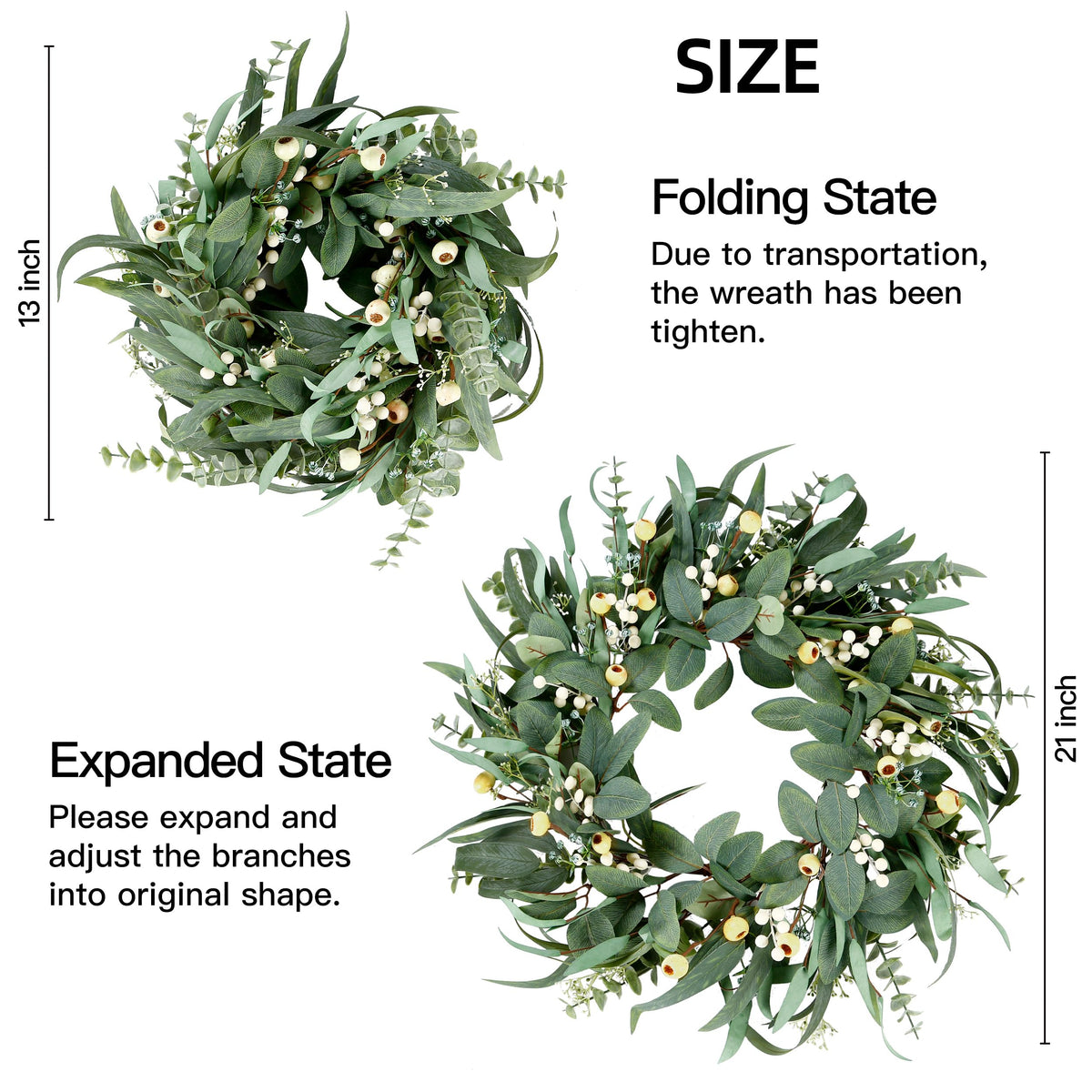 Sggvecsy artificial wreath with durable iron base for long-lasting use