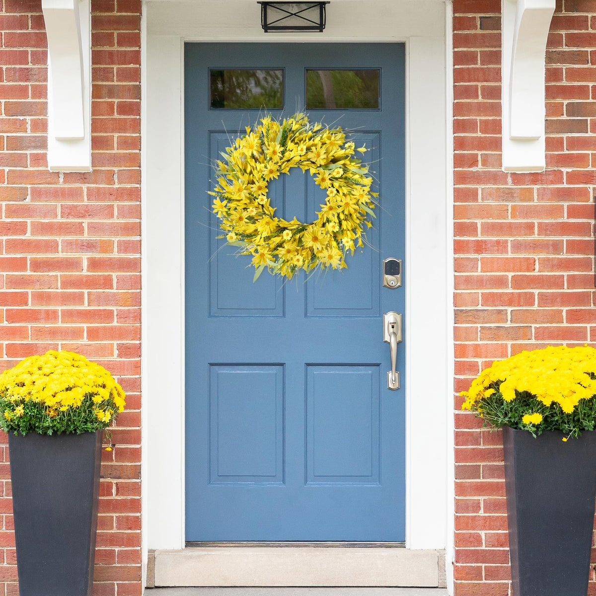 Sggvecsy artificial wreath showcases lush greenery and white berries for year-round charm.